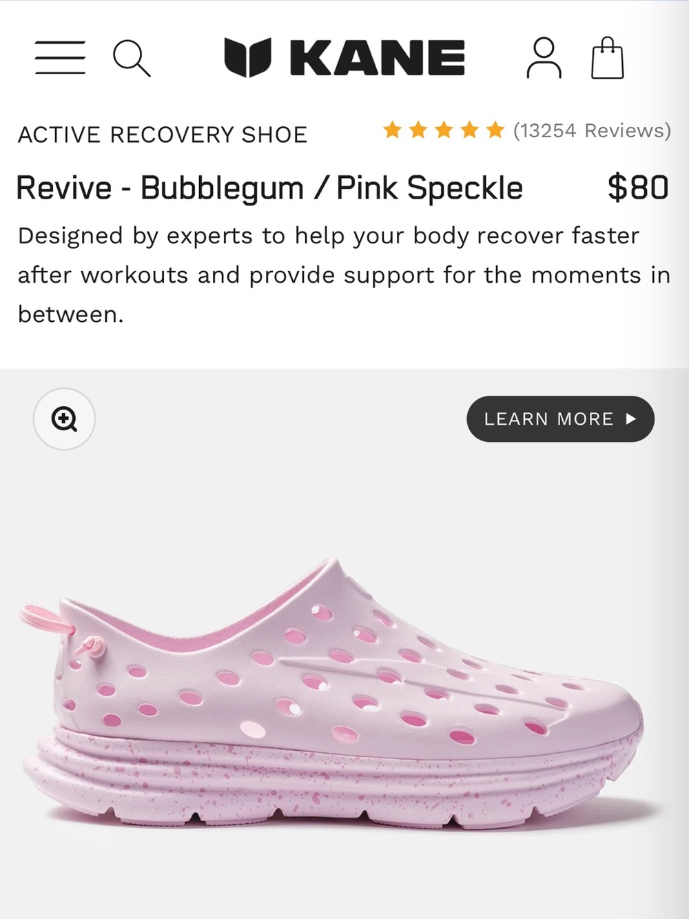 Kane Active Recovery Shoe — Bubblegum Pink Speckle